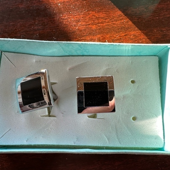 Other - NWOT Black and Silver Men's Cuff links